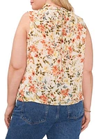 Plus Mock Neck Floral Top