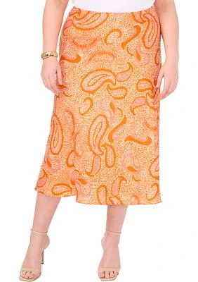 Plus Paisley Printed Midi Skirt