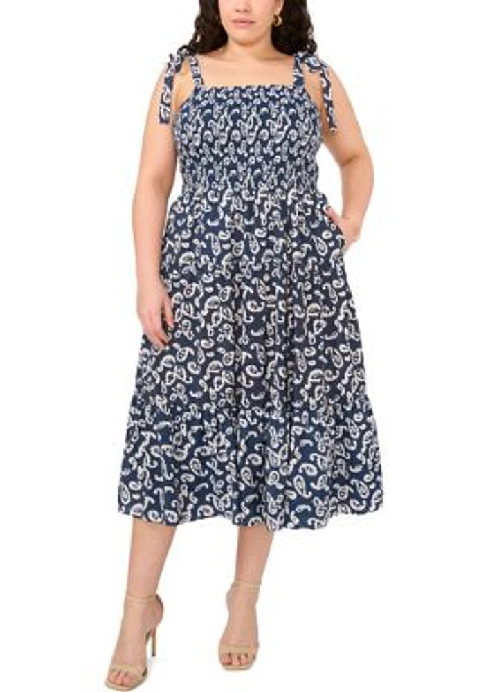 Plus Tie Shoulder Midi Dress