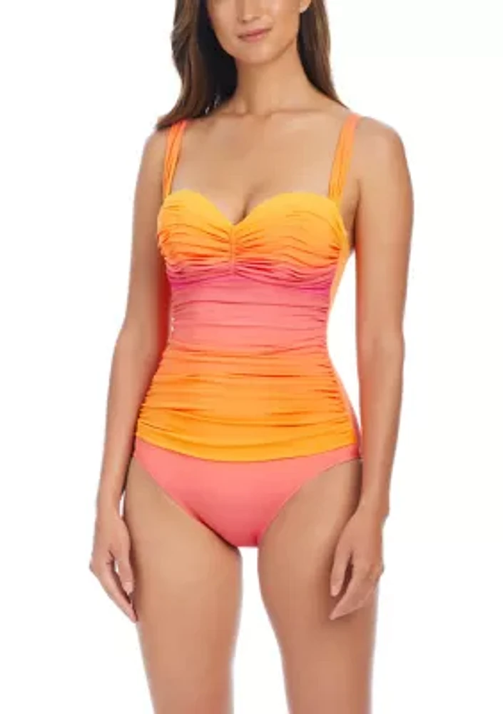 Beat The Heat Shirred Underwire Bandeau Swim Top