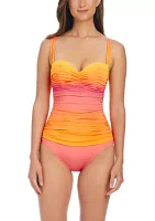 Beat The Heat Shirred Underwire Bandeau Swim Top