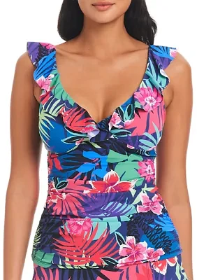 Hawaiian Punch Ruffle Tankini Swim Top