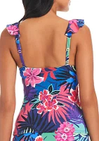 Hawaiian Punch Ruffle Tankini Swim Top