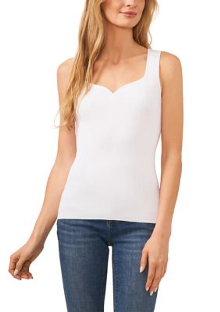 Women's Sleeveless Sweetheart Neck Ribbed Sweater