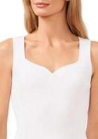 Women's Sleeveless Sweetheart Neck Ribbed Sweater