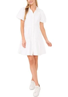 Women's Pleated Cotton Shirtdress