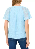 Women's Flutter Sleeve Burnout Blouse