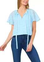 Women's Flutter Sleeve Burnout Blouse