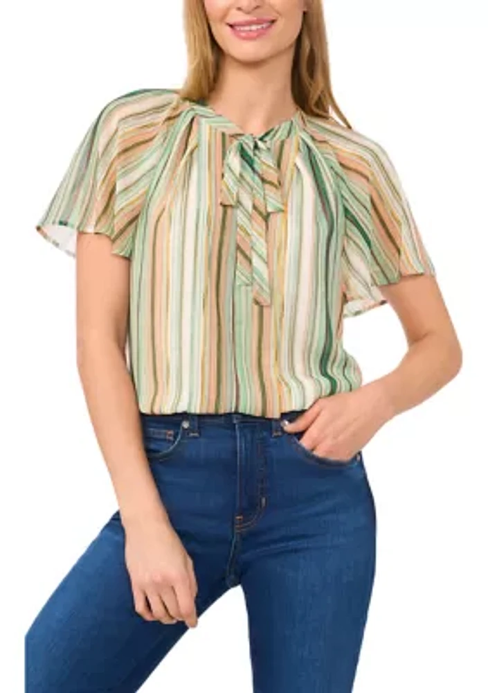 Women's Flutter Sleeve Ruffle Blouse