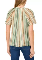 Women's Flutter Sleeve Ruffle Blouse