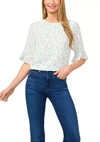 Women's Ruffle Sleeve Printed Blouse