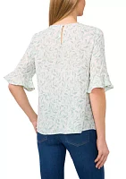 Women's Ruffle Sleeve Printed Blouse
