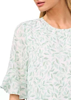 Women's Ruffle Sleeve Printed Blouse