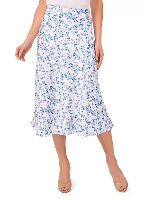 Women's Ditsy Satin Midi Skirt
