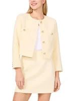 Women's Long Sleeve Two Pocket Button Front Tweed Jacket