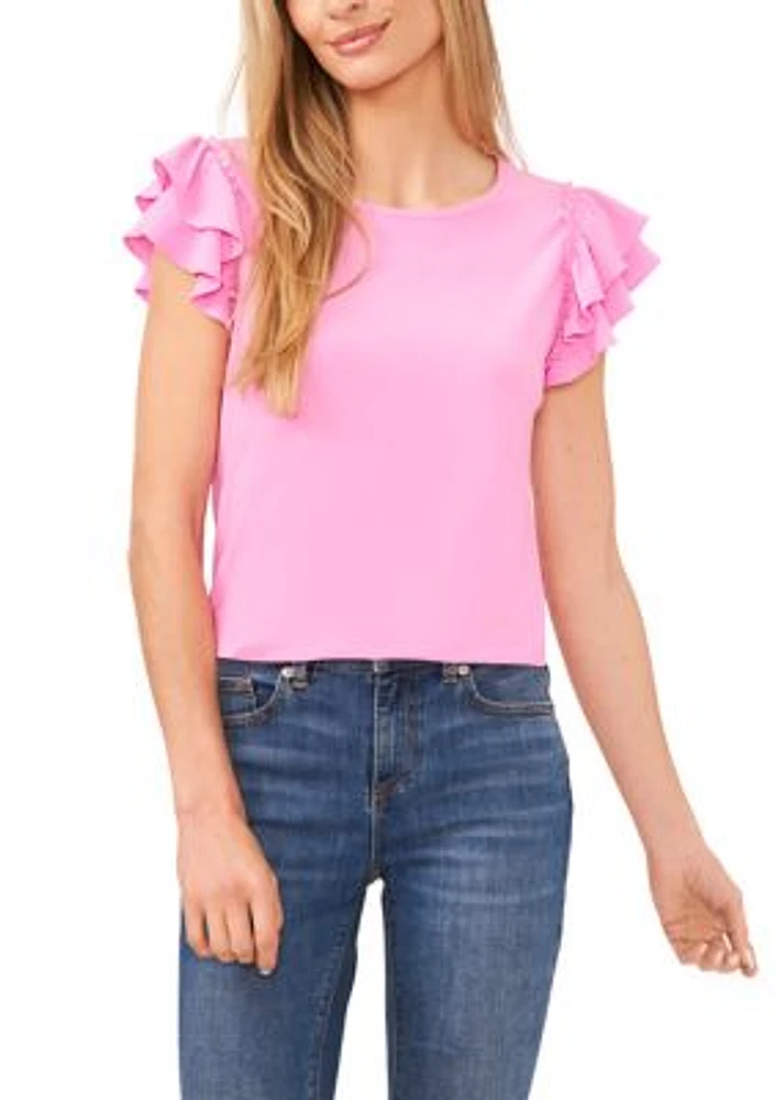 Women's Double Ruffle Knit Top