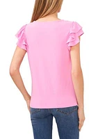 Women's Double Ruffle Knit Top