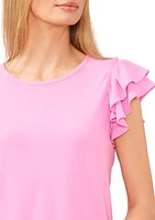 Women's Double Ruffle Knit Top