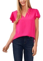 Women's Flutter Sleeve V-Neck Blouse