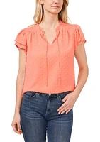 Women's Flutter Sleeve Tie Neck Blouse