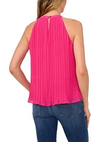 Women's Sleeveless Pleated Ruffle Halter Neck Top