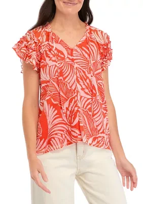 Women's Pintuck Floral Blouse