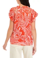 Women's Pintuck Floral Blouse