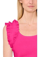 Women's Ruffle Sleeve Mixed Media Tank Top