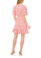 Women's Ditsy Printed Self Tie Dress