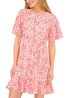 Women's Ditsy Printed Self Tie Dress