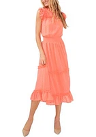 Women's Flutter Sleeve Smocked Waist Midi Dress