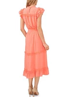 Women's Flutter Sleeve Smocked Waist Midi Dress