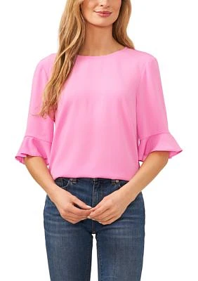 Women's Ruffle Crew Neck Blouse