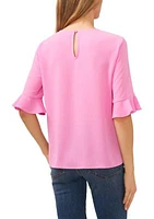 Women's Ruffle Crew Neck Blouse