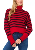 Women's Long Sleeve Stripe Turtleneck Sweater