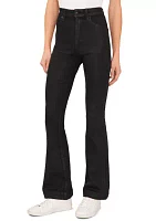 Women's Coated Denim Flare Jeans