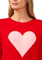 Women's Crew Neck Heart Printed Sweater