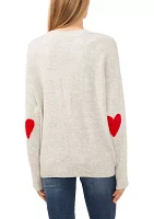 Women's Long Sleeve Elbow Heart Sweater