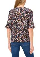 Women's Flutter Sleeve Floral Blouse