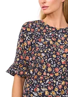 Women's Flutter Sleeve Floral Blouse