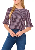 Women's Flutter Sleeve Geometric Blouse