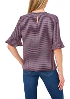 Women's Flutter Sleeve Geometric Blouse