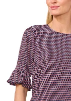 Women's Flutter Sleeve Geometric Blouse