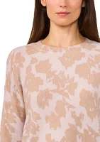 Women's Long Sleeve Floral Crew Neck Sweater