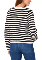 Women's Stripe Button Front Cardigan