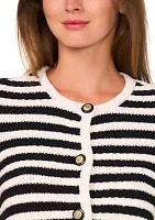 Women's Stripe Button Front Cardigan