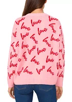 Women's Long Sleeve Allover Love Sweater