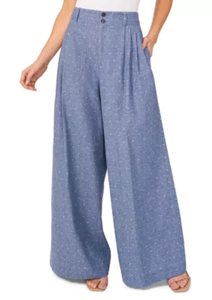 Women's Wide Leg Chambray Dobby Pants