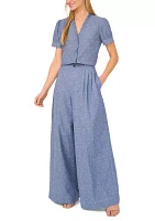 Women's Wide Leg Chambray Dobby Pants