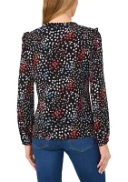 Women's Blouson Sleeve Floral Blouse